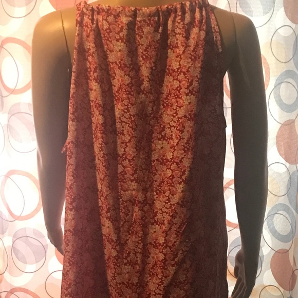 Red & White Flower Sleeveless Tank Tie  Shoulder - Picture 2 of 6